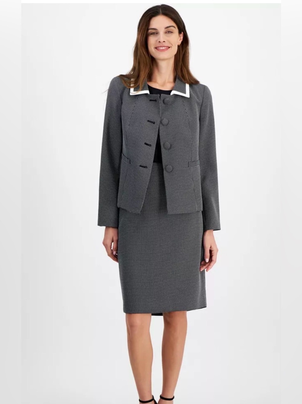 Le Suit
Women's Seamed Birdseye Tweed 2 Piece Skirt Suit,
Regular & Petite